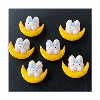 Cabochon din rășină Rabbit Liying To Moon